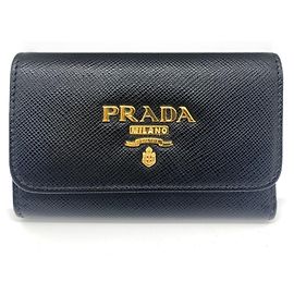 Prada Saffiano Leather -ring Key Case Black PRADA Black