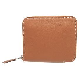 Hermès Hermes Azap Silkin Compact B stamp ( model) Evercolor Silk Gold Coin Case Wallet Golden