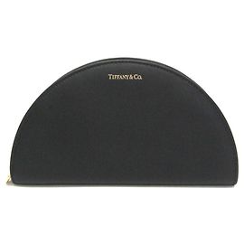 Tiffany & Co Tiffany Half Moon Coin Case Men,Women Leather Long Wallet (fold) Black Black