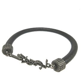 Pulsera de cuero negro Yves Saint Laurent Saint Laurent Paris Negro