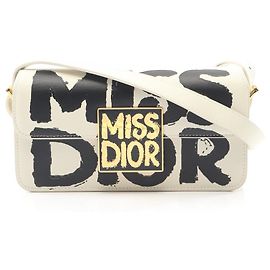 Borsa a spalla MISS DIOR di Christian Dior, in pelle, da donna, bianca e nera, Nero