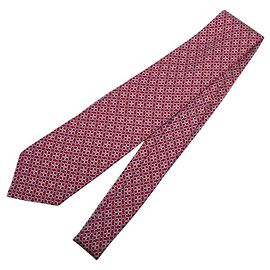 Corbata Hermès, seda multicolor roja, para mujer. Roja