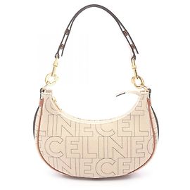 Céline Celine CELINE AVA Borsa a Spalla Media, Tela e Pelle, Donna, Beige Marrone Marrone