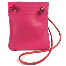 Hermès HERMES Bolsa Aline Mini Pochette Bicolor em Couro Rosa Rosa