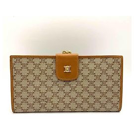 Céline Cartera larga Celine Triomphe Pattern Beige x Marrón CELINE Mujeres Castaño