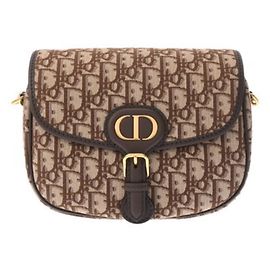 CHRISTIAN DIOR Bolsa de Ombro Bobby Medium em Couro de Bezerro Jacquard Marrom para Mulheres Marrom