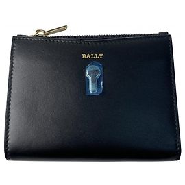 BALLY Women's Bifold Compact Wallet in Black Leather Black