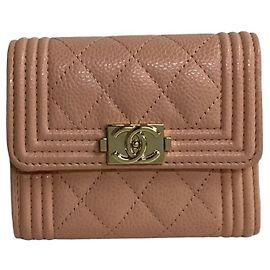 CHANEL Boy Chanel Coco Mark Cuero Caviar Mini Cartera Plegable Rosa - Rosa