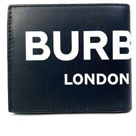 BURBERRY Logo Wallet, Billfold, Bifold Leather Men's, Black Black