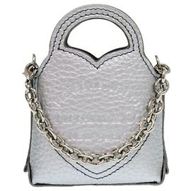 Tiffany & Co Bolsa tote Tiffany Return to como nova, couro prateado, micro tote, &Co. Prata