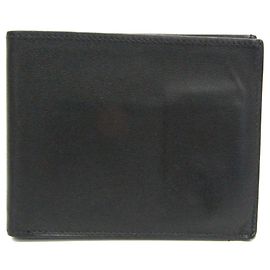 Hermès Hermes Citizen Twill Compact Men's Leather Bill Wallet (fold) Black Black