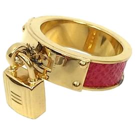 Hermès Hermes HERMES Kelly Cadena Scarf Ring Red x Gold H Muffler Red
