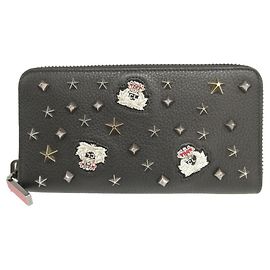 Christian Louboutin Panettone Studded Leather Black Round Long Wallet Black