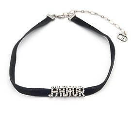 Collana Choker in Velluto Nero con Strass per Donne DIOR Nero