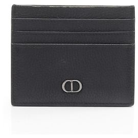 Christian Dior Dior CD Icon Card Holder, Leather, Men's, Black Black