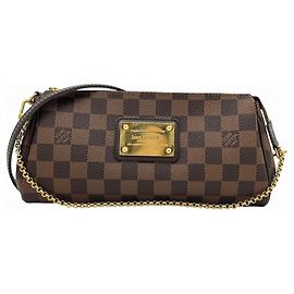 LOUIS VUITTON Damier Eva Pouch Clutch Bag Chain Shoulder Brown