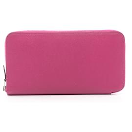 Portefeuille rond long Azap en soie Hermès en cuir de veau (cuir Epsom) pour femmes, violet Violet