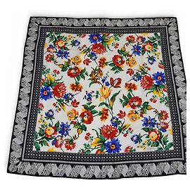 Cachecol/Cache-nez não utilizado Tiffany & Co., Cachecol de seda com motivo floral em preto e multicolorido Preto