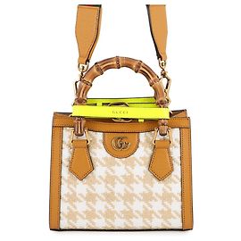 Bolsa Gucci Diana Mini em bambu, ráfia e couro Marrom