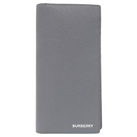 Burberry Leather Gray Long Wallet Brown