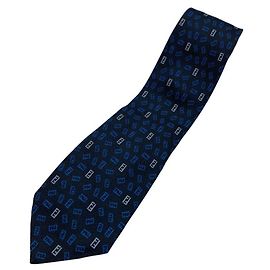 FENDI Zucca patterned tie, % silk, dark navy, Blue