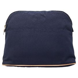 Hermès Bolide Pouch GM Navy Canvas Leather Women's HERMES Navy blue