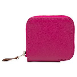 Carteira/porta-moedas compacta Azap em seda Hermès, roxa com hardware prateado, couro Epsom, feminino, HERMES Roxo