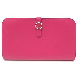 Hermès HERMES Cartera Bifold Dogon GM, Cuero, Mujer, Rosa México Pink Rosa