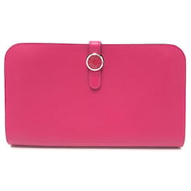 Hermès HERMES Portefeuille Bifold Dogon GM, Cuir, Femme, Rose Mexique Pink Rose