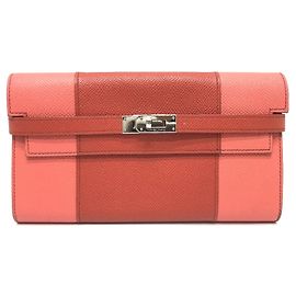 Hermès Cartera HERMES Kelly Flag Long Epson Mujer Rosa Rosa