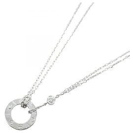 Collana Love Circle Cartier in oro bianco con diamanti, argento e trasparente, Argento