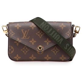 Bolsa transversal Louis Vuitton Monogram Multi Pochette Felicie em couro marrom caqui para mulheres Marrom