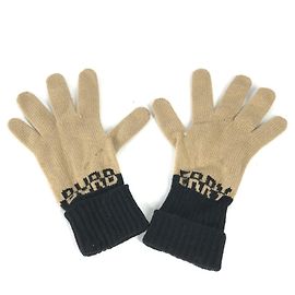 BURBERRY tone Logo Gloves, Wool, Women's, Beige Black