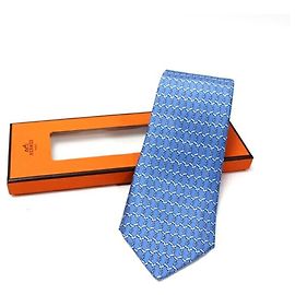 Corbata de seda Hermès, sin usar, para hombres Azul