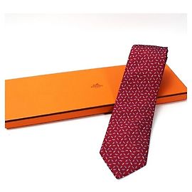 Corbata de seda Hermès, corte slim, sin usar, para hombres Azul
