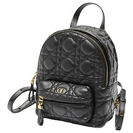 Dior Caro Backpack Cannage Lambskin Black
