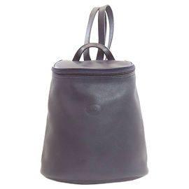 Mochila/logo Longchamp em couro para mulheres Marrom