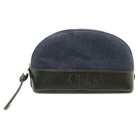 Chloé Chloe Tick Pouch Women's Linen Black Navy Black