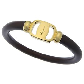 Salvatore Ferragamo Vara Bangle GP Leather Brown Brown