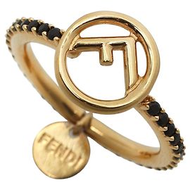 FENDI F Is Ring, GP Schwarzer Stein, Größe , Schwarz