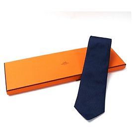 Hermès Hermes silk tie, H pattern, for men Navy blue
