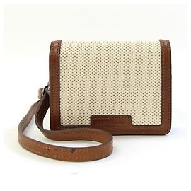 Portafoglio mini Dolce & Gabbana in tela e pelle avorio marrone con tracolla per donne e uomini DOLCE GABBANA Marrone