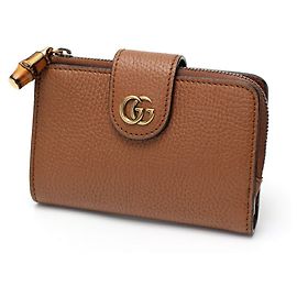 GUCCI Double G Medium Wallet with Bamboo, fold Brown Brown