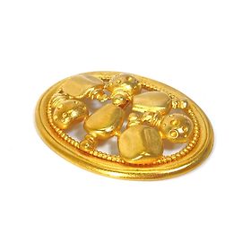 Vintage runde Brosche Christian DIOR aus Gold Golden