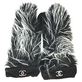 Chanel Fäustlinge Schwarz Weiß Schwarz