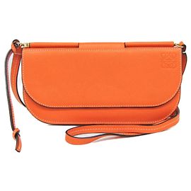 Loewe Gate Women's Leather Chain/Shoulder Wallet Orange Orange