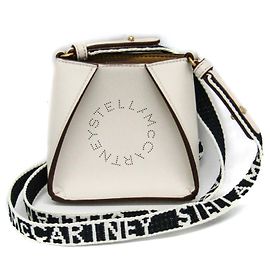 Stella Mc Cartney Borsa a spalla Mini Stella Logo da donna in poliestere ed elastan nera e bianca di Stella McCartney Nero