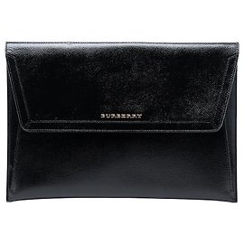 Schwarze Leder-Clutch von Burberry Schwarz
