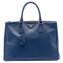 Prada Grande Borsa Galleria Double Zip Saffiano Lux Blu Blu