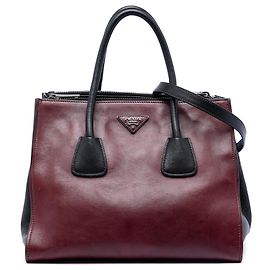 Bolsa Prada bicolor vermelha em couro glace com dois bolsos e alça dupla Vermelho Outro